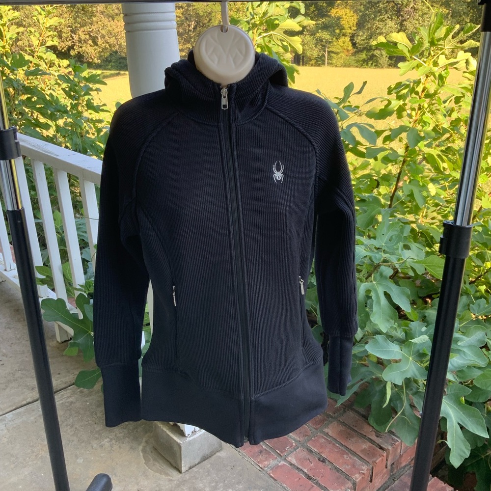 EUC Spyder Waffle Knit Full Zip Hooded Womens Jacket EUC Sz M - Picture 2 of 11